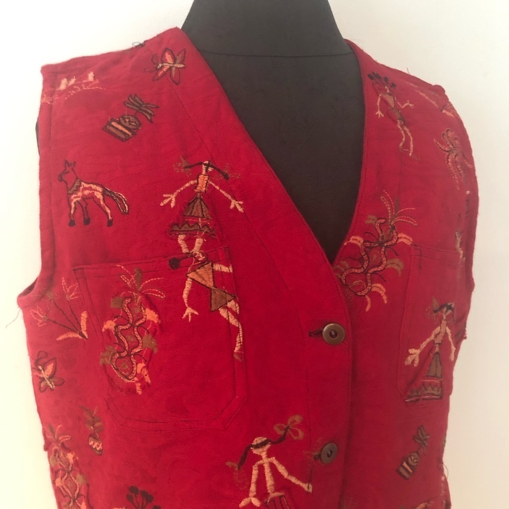 Chico’s Chambray Embroidered Cotton Ethnic Vest 1 - Picture 2 of 12
